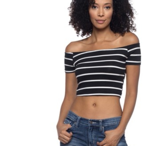 Off shoulder stripe top, NWT - Picture 2 of 3